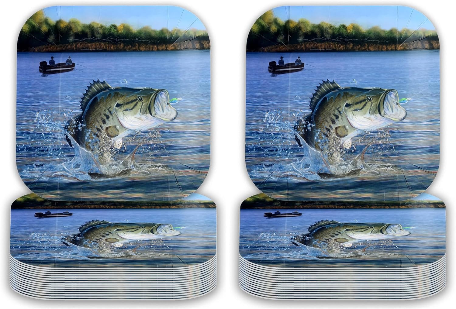Havercamp Fishing Paper Dinner Plate (9", Square, Paper Plates) Gone Fishin' Party Collection (9 in. Plates - 24 pcs.) (Pack of 2)