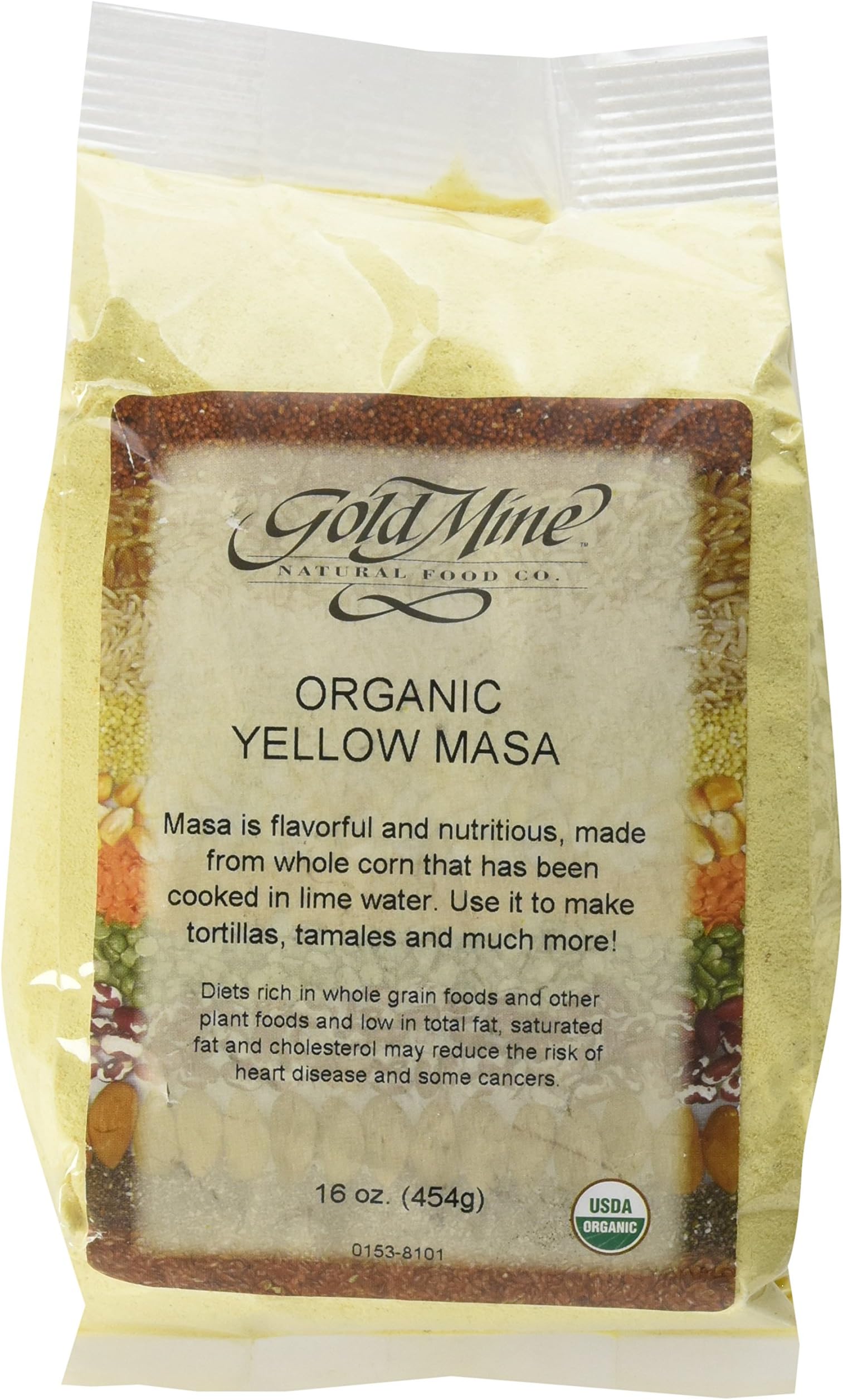 Yellow Corn Masa - Certified Organic Gluten-Free Kosher Certified -1LB