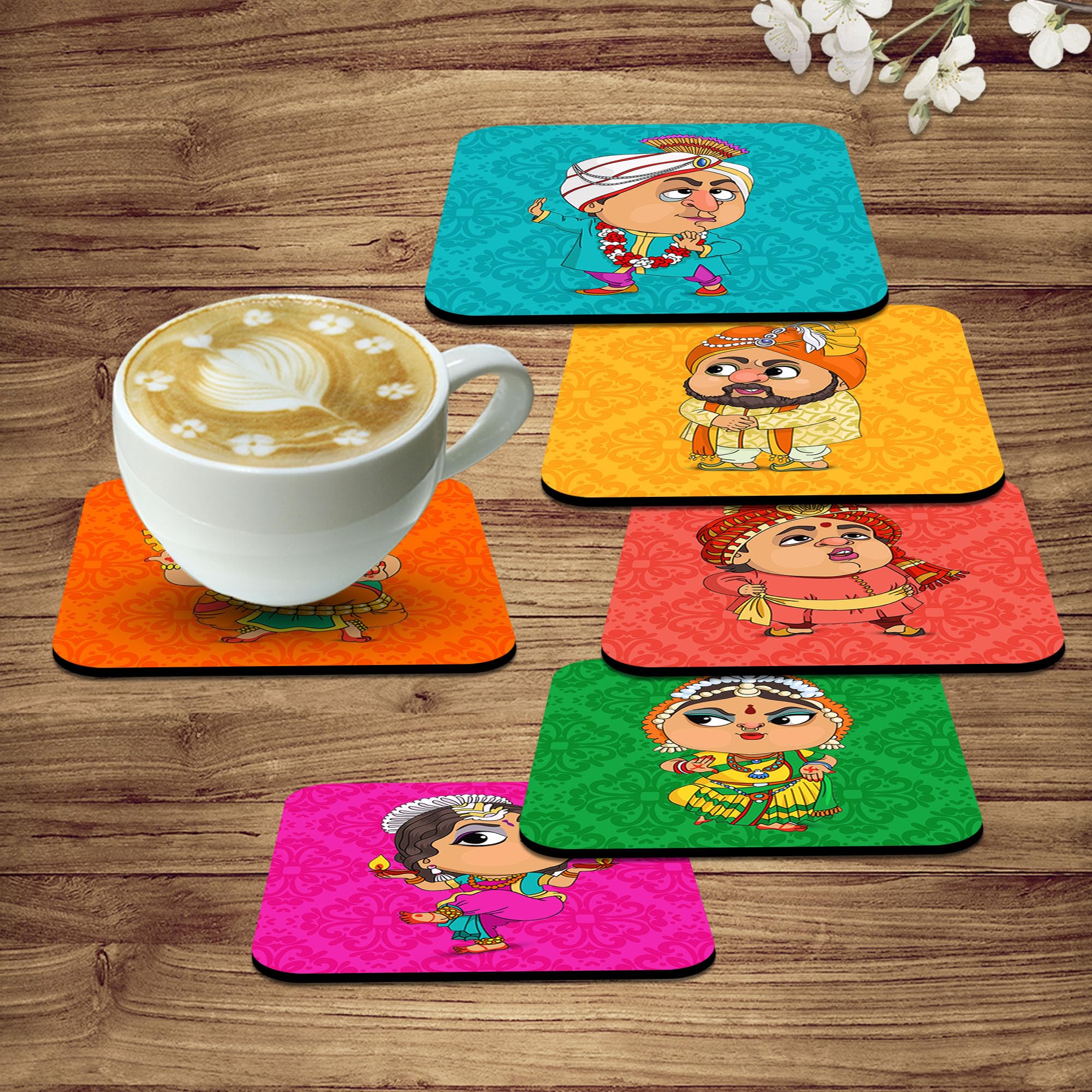 Artvibes Printed MDF Wooden Coasters for Home and Kitchen | Dining Table Decor | Square Coasters | Kitchen Decorative Items | Table Decoration | Home Decor (Set of 6 | 4x4 Inch)(Cartoons) TC_2011 (B09RKDDFMQ) Amazon Price History, Amazon Price Tracker