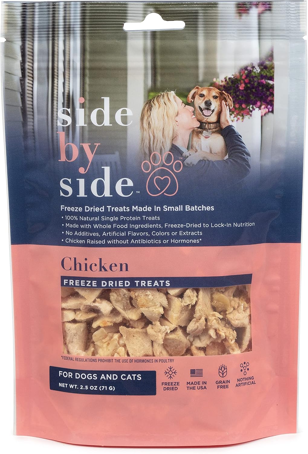 Side by Side Chicken Treats Freeze-Dried Raw Treats for Dogs and Cats | Low Fat, Grain-Free, Human Grade, High Protein, and No…