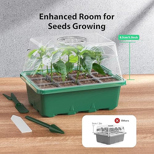 Miniatura 3 de Bandeja de inicio de semillas, kit de inicio de 10 piezas, bandejas de inicio de plántulas con tapas elevadas para mirar semillas, bandejas de