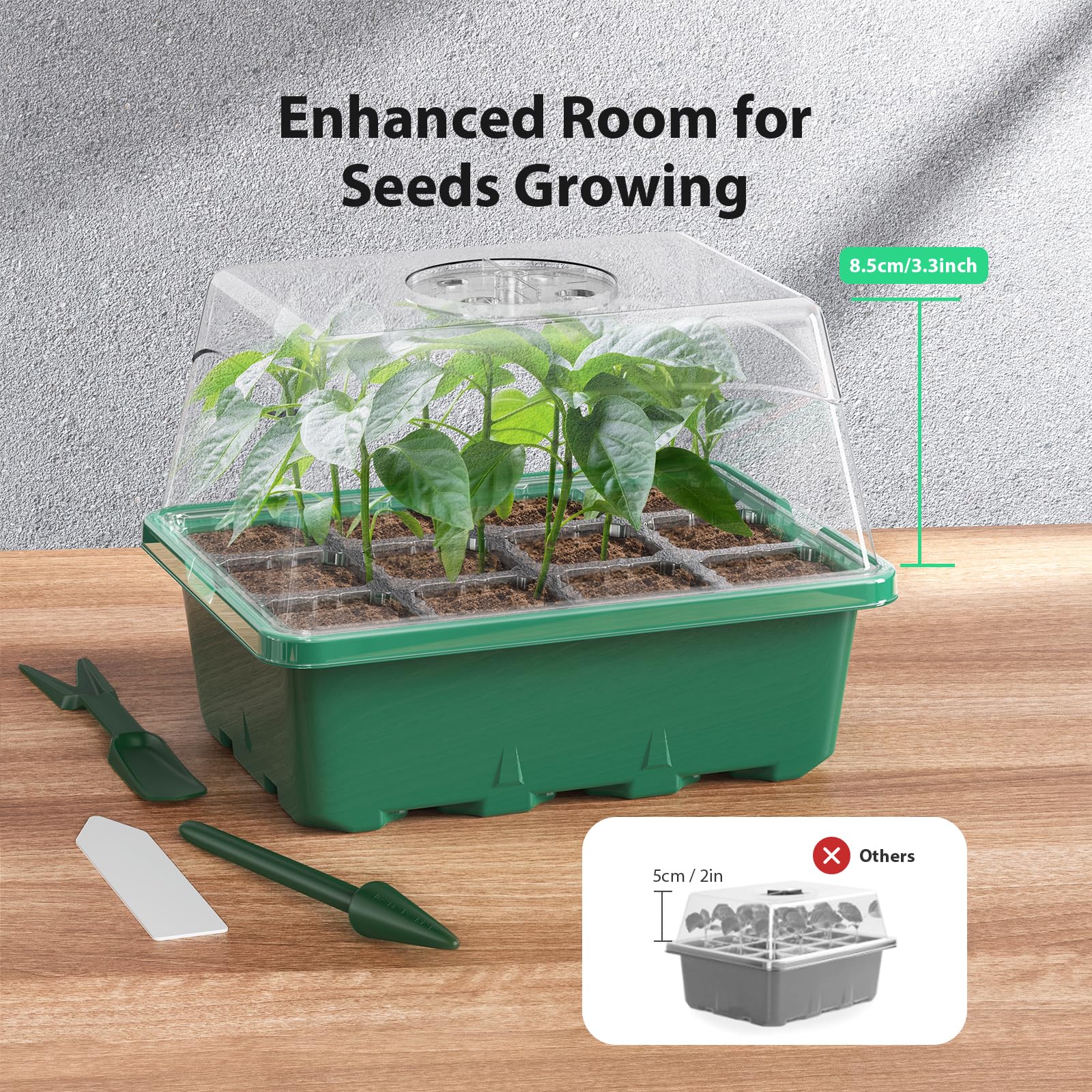 Plateau de démarrage de semences, 10 pièces, plateaux de démarrage de semis avec couvercles surélevés pour semis, plateaux de germination de plantes de jardinage d'intérieur (12 cellules par