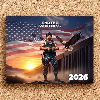 EndTheWokeness Trump Border Control 2026 Wall Calendar — 12-Month Patriotic Calendar, 14" x 11.5" Glossy, Spiral-Bound Hanging, Pro-America Gift for Home/Office