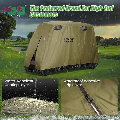 Miniatura 2 de 10L0L Funda para carrito de golf de 4 pasajeros se adapta a EZGO, Club Car, Yamaha, 400D, impermeable, resistente al viento, resistente al sol