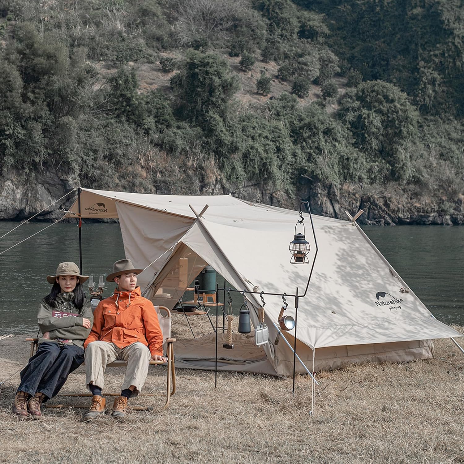 Naturehike 2 Person Canvas Tent - Breathable 4 Season Glamping Tent for Camping