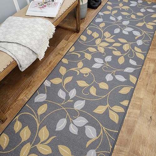 Miniatura 7 de Maxy Home, tapetes pequeños, diseño de flores, de caucho, colección Hamam, Floral1, Sintético, marrón, marfil, verde