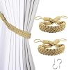 BEL AVENIR Curtain Tiebacks Ropes Hand-Woven Weave Braid Ties Handmade Home Office Decorative Holdbacks with 2 Metal Screw Hooks (Black)