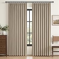 Vista 67 de Cortinas opacas térmicas 100% de 84 pulgadas de longitud, juego de 2 paneles para dormitorio, cortinas de ventana de lino con pinzas plegadas
