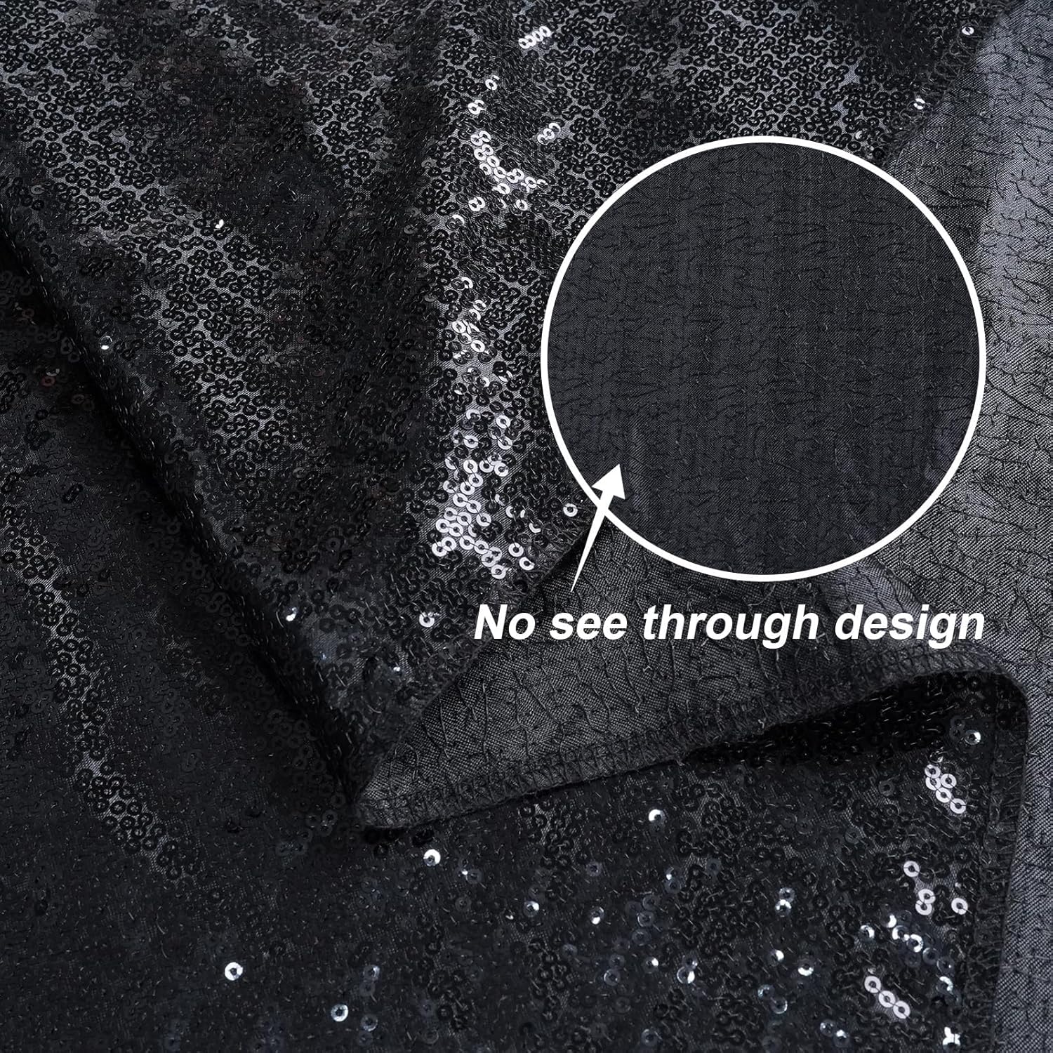 Juya Delight Black Sequin Backdrop, 6FTx8FT NO See-Through Photobooth Backdrop Curtains for Birthday, Party, Wedding Decoration