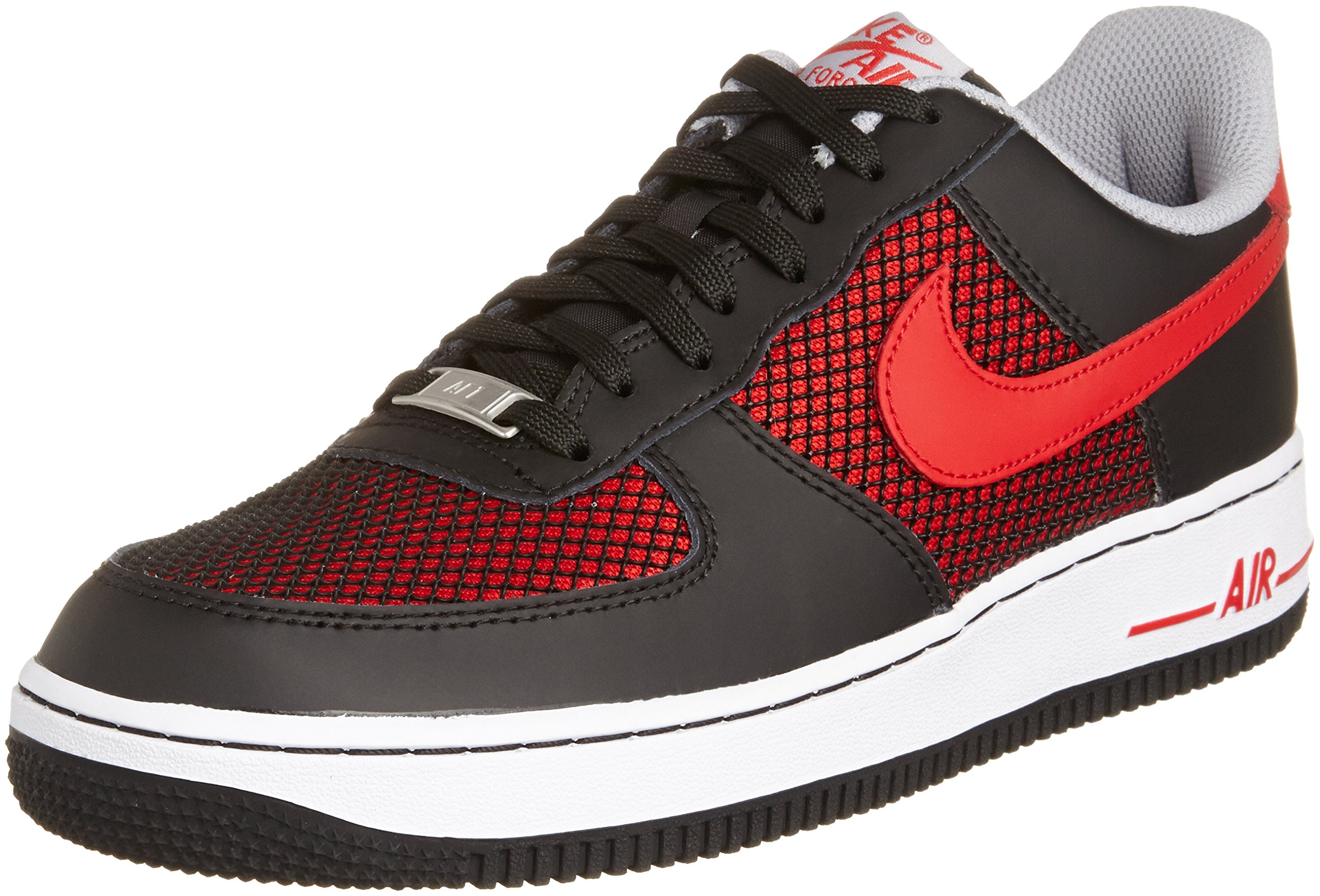 Nike Mens Air Force 1 Black/Unvrst Red-WLF Gry-Wht 488298 062 - Size 9