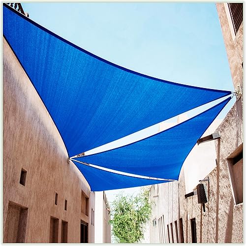 ColourTree Toldo parasol tipo vela triangular de 22 x 22 x 22 pies, color azul, permeable al agua y resistente a los rayos UV, resistente, para