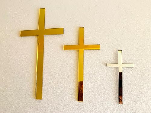 Miniatura 5 de Dije de bautizo personalizado con nombre y cruz para bautismo, 1 comunión con espejo, decoración acrílica para tartas, Dios bendiga, tamaños