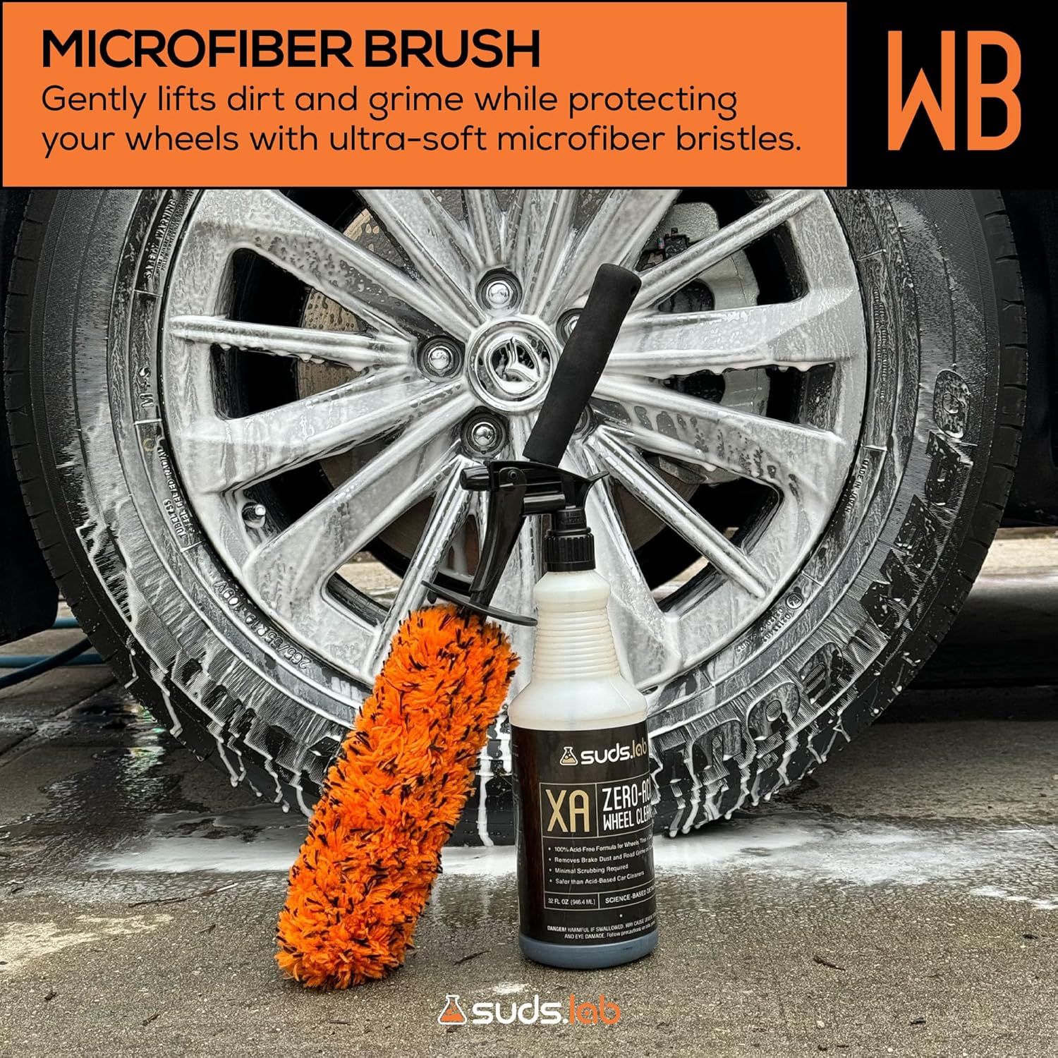Suds Lab WB Premium Microfiber Cleaning Wheel Brush for All Vehicle Types – 18.1" Ultra-Soft & Scratch-Free Reusable Rim, Wheel, and Tire Brush with Ergonomic Handle - Image 8