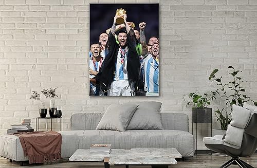 Miniatura 5 de SpiritualHands Póster de Lionel Messi, lienzo artístico de pared de Messi Argentina, carteles de fútbol de Leo Messi para dormitorio de niños,