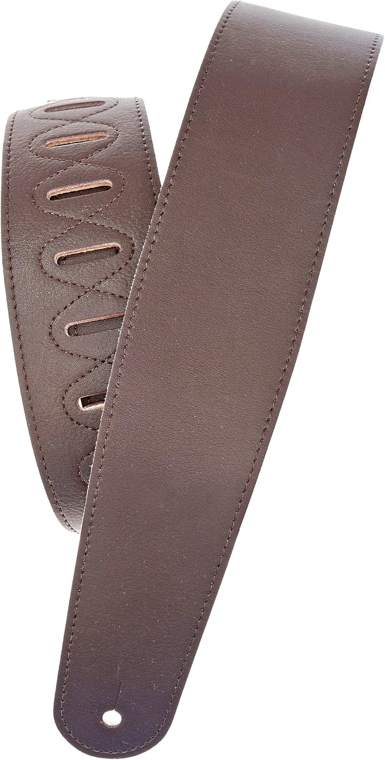D'Addario Accessories Leather Guitar Strap - Guitar Accessories - Electric Guitar Strap, Acoustic Guitar Strap, Acoustic Electric Guitar Strap & Bass Guitar Strap - Soft Garment - Brown
