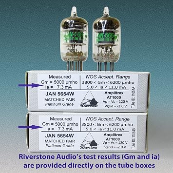 Tested/Matched Pair (2 Tubes) 7-Pin JAN 5654W Fully-Tested Vacuum Tubes - Upgrade for 6AK5 / 6J1 / 6J1P / EF95 - JAN 5654W Platinum Grade Pair