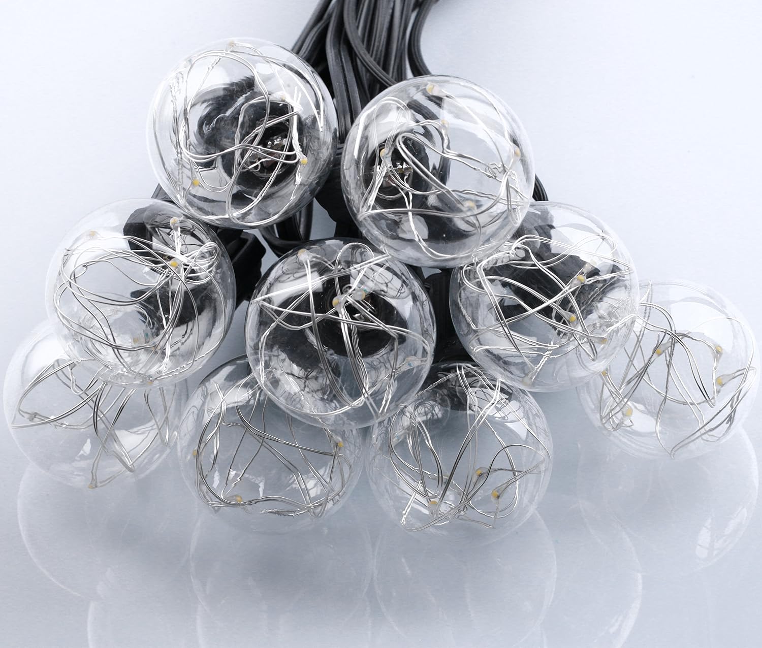 25Ft G40 Outdoor Patio String Lights with 25 Shatterproof LED Globe Bulbs, Energy Saving UL Listed Backyard Patio Lights for Bistro Pergola Tents Market Cafe Gazebo Party Decor, Black Wire