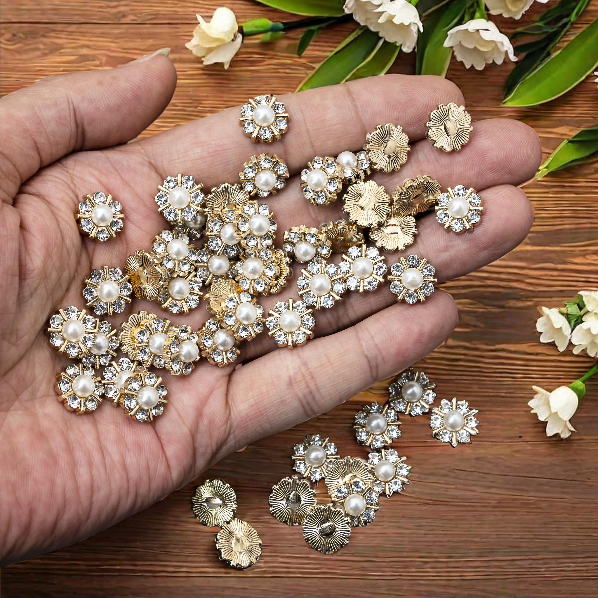 Lot De 10 Boutons En Alliage De Métal Avec Perles Et Strass Pour Couture, Cartes De Mariage, Accessoires De Bricolage Décoratifs (couleur : Style 2, Taille : 1,6 Cm