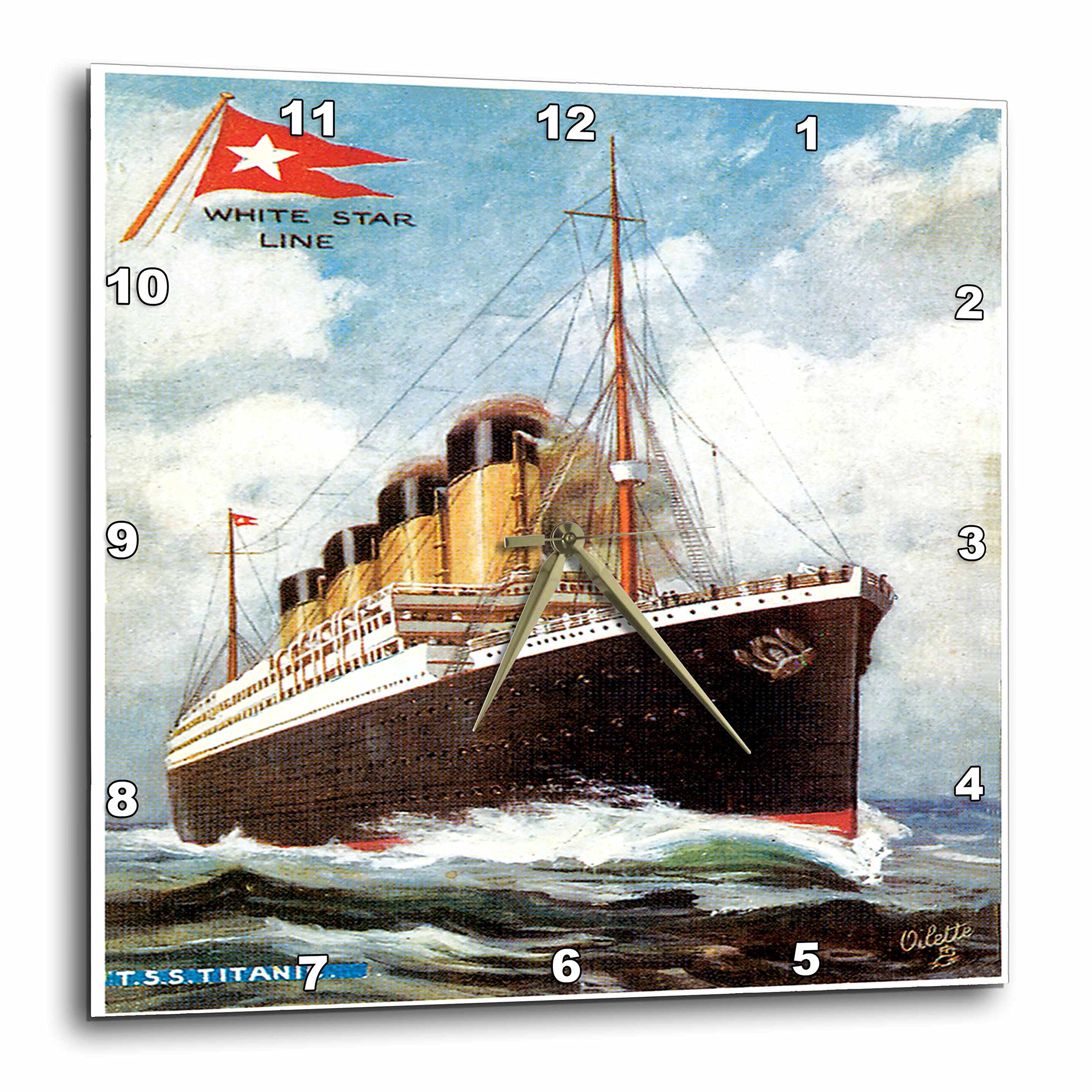 3dRose3dRose dpp_149236_2 Vintage White Star Line S.S. Titanic Wall Clock, 13 by 13-Inch