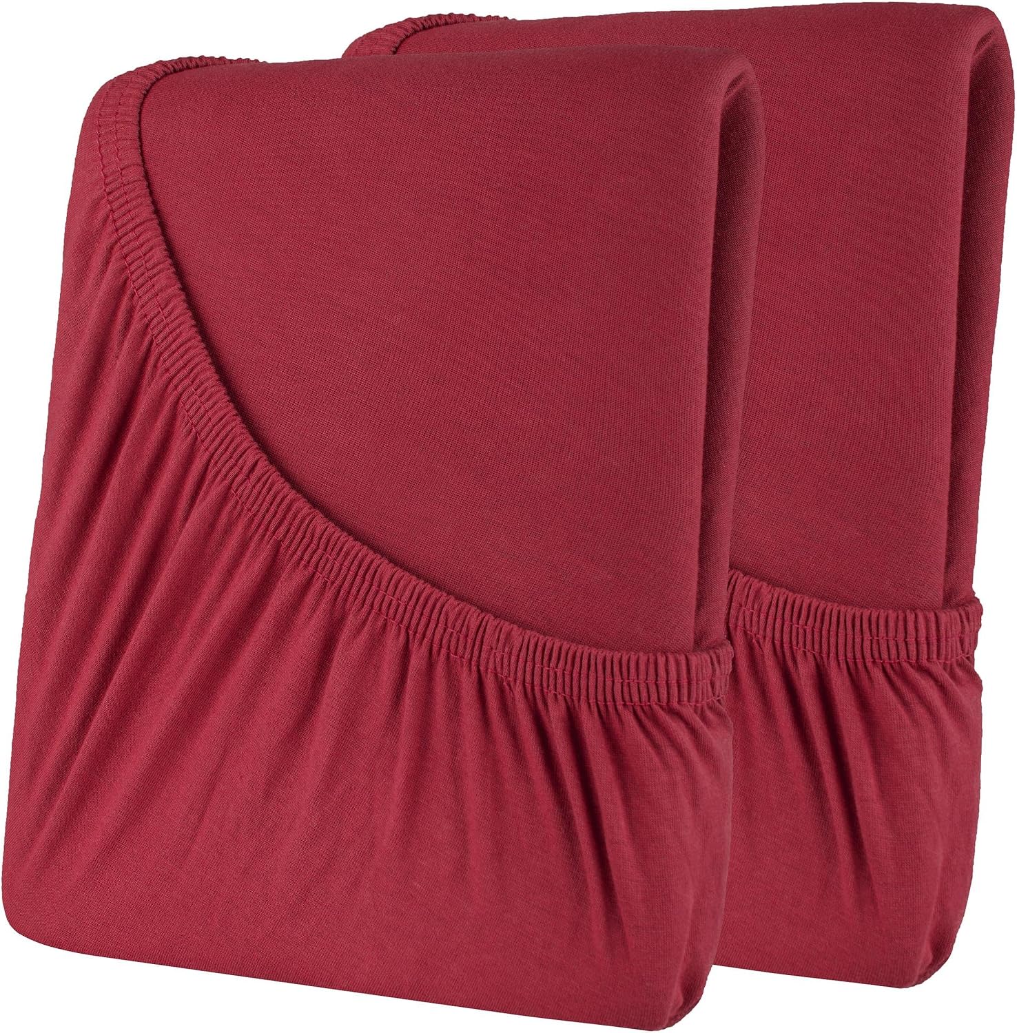 Mako Cotton Fitted High Line Various Colours Assorted Sizes and Children's Sizes | Jersey Fitted Sheet Celin ATEX 60x120 - 70x140 x 15 cm - 2er Set Bordeaux 180 G/M²