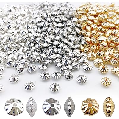 COIRIS 600pcs 3 Colors Corrugated Saucer Spacer Beads 6mm Gold Silver Rhodium Plated Metal Loose Beads for Bracelet Necklace Earring Jewelry Making Supplies(RT-CCB2)