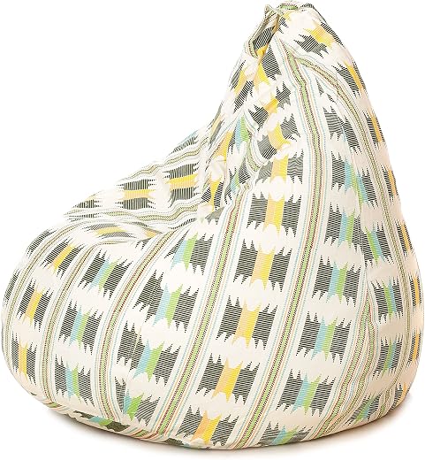 Style Homez Classic Cotton Canvas Ikat Printed Bean Bag XXXL Cover Only