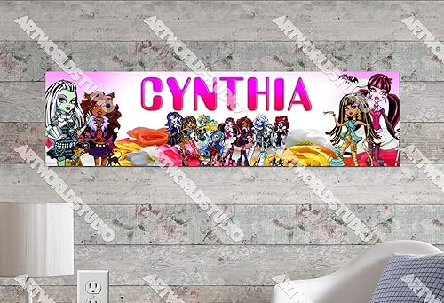 Miniatura 2 de Monsters-Highs #1-8.5"x30" Personalized Name Poster, Customize With Your Child's Name, Birthday Party Banner