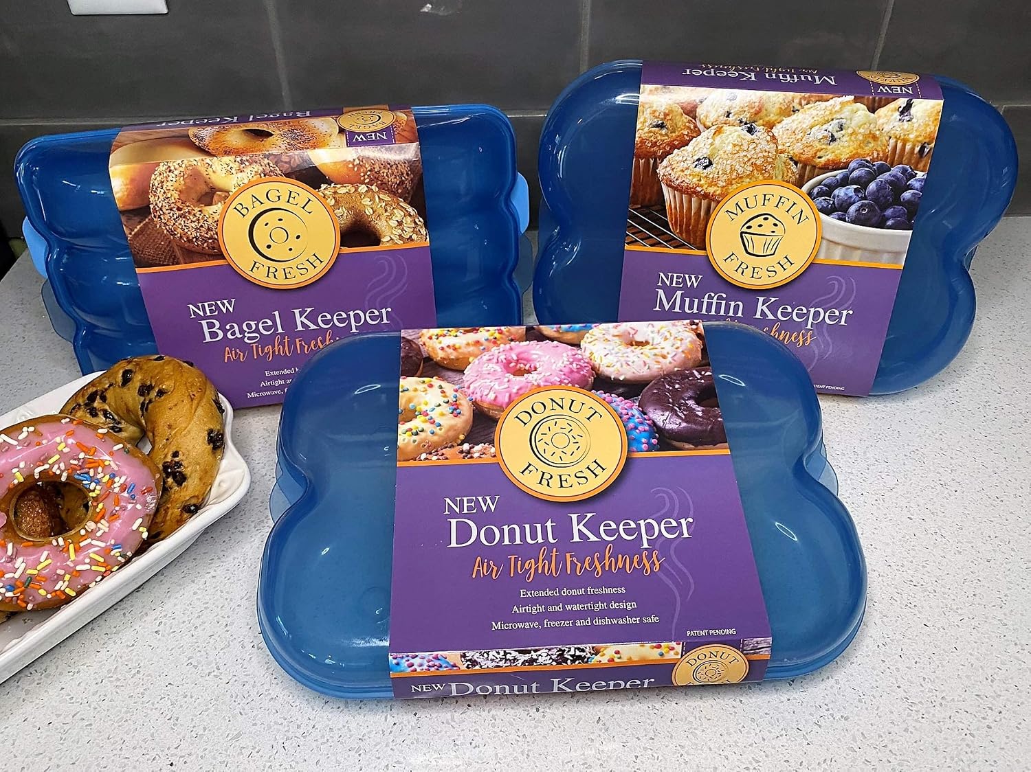 Donut Fresh Container - by Touch Up Cup - 6 Fresh Donut Keeper, Holder & Airtight Kitchen & Pantry Organization and Storage. Keeps donuts fresh for longer - As Seen on Shark Tank