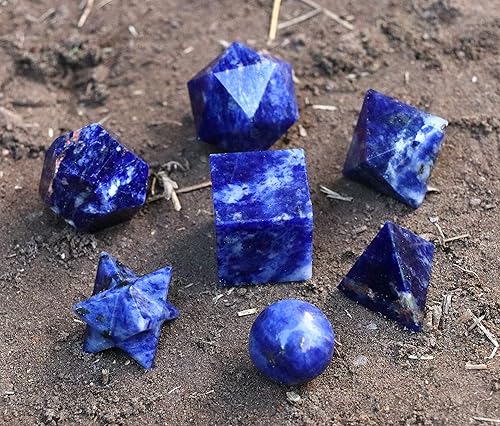 Miniatura 6 de FASHIONZAADI Piedras de energía positiva, juego de geometría de piedras preciosas, piedras preciosas naturales, piedra de sodalita, piedras y