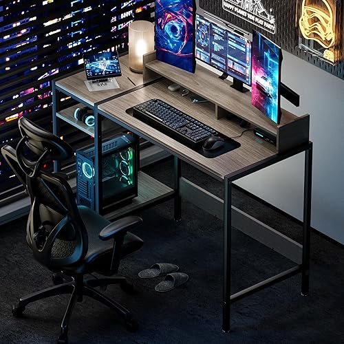 Miniatura 68 de Escritorio para computadora, escritorio para juegos de 43 pulgadas, escritorio de oficina en casa con almacenamiento, escritorio pequeño con soporte