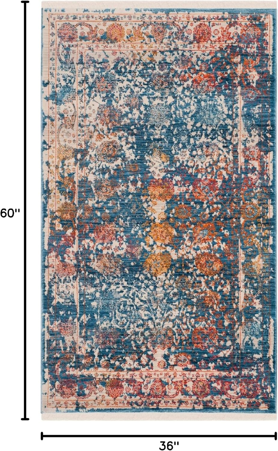 SAFAVIEH Persian Collection Accent Rug - 3' x 5', Turquoise & Multi, Distressed Design, Non-Shedding & Easy Care, Ideal for High Traffic Areas in Entryway, Living Room, Bedroom (VTP409K)