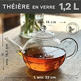 Creano Flat Glass Teapot 1.2L with Stainless Steel Filter & Glass Lid – Luxurious Modern Slim Design Borosilicate Tea Maker – Anti-Drip Spout – Medium Flat Teapot - 2