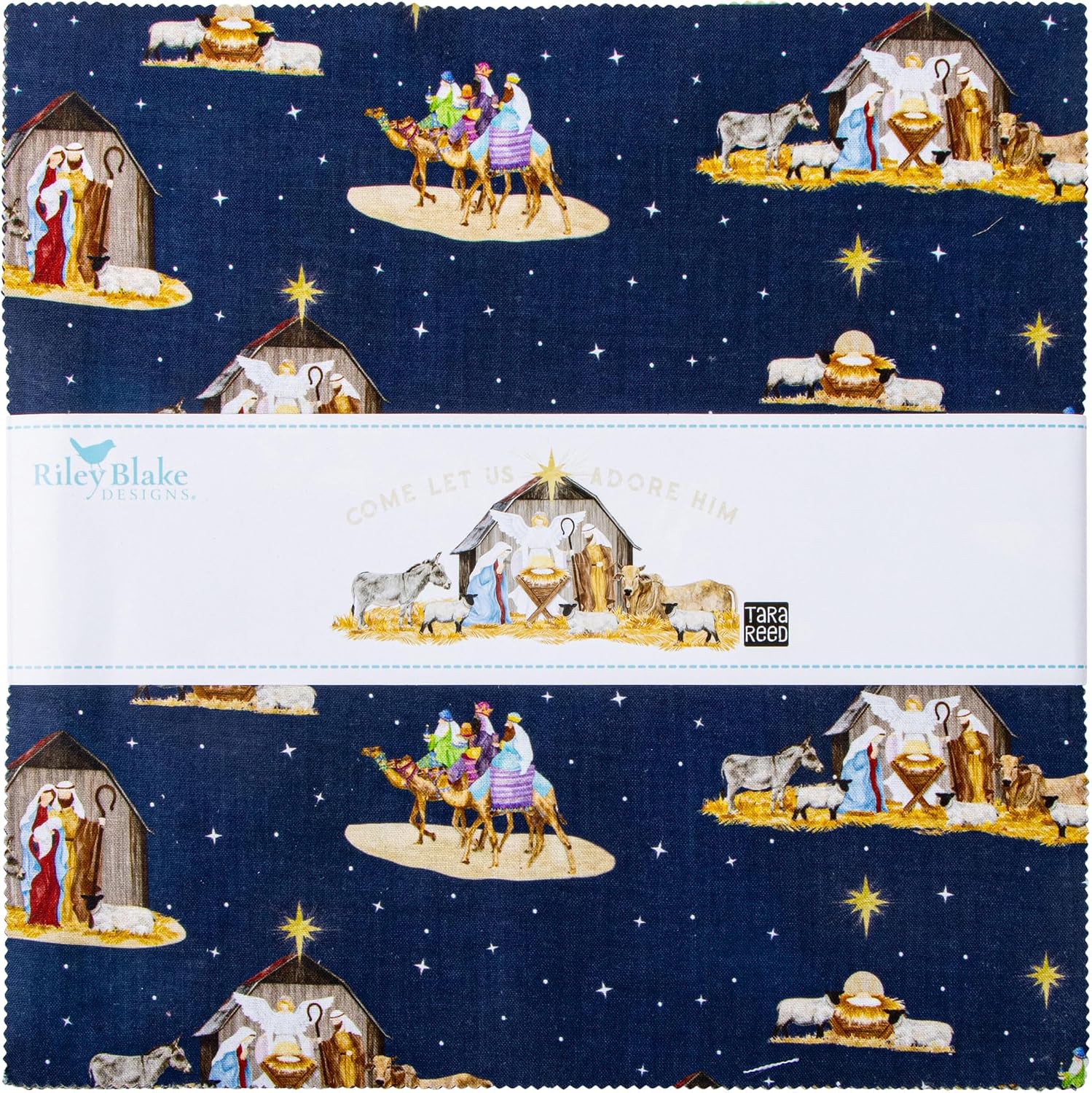 Tara Reed Come Let Us Adore Him 10" Stacker 42 10-inch Squares Layer Cake Riley Blake 10-16310-42