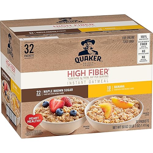 Quaker - Avena instantánea, variedad de 2 sabores con alto contenido de fibra (paquete de 32)