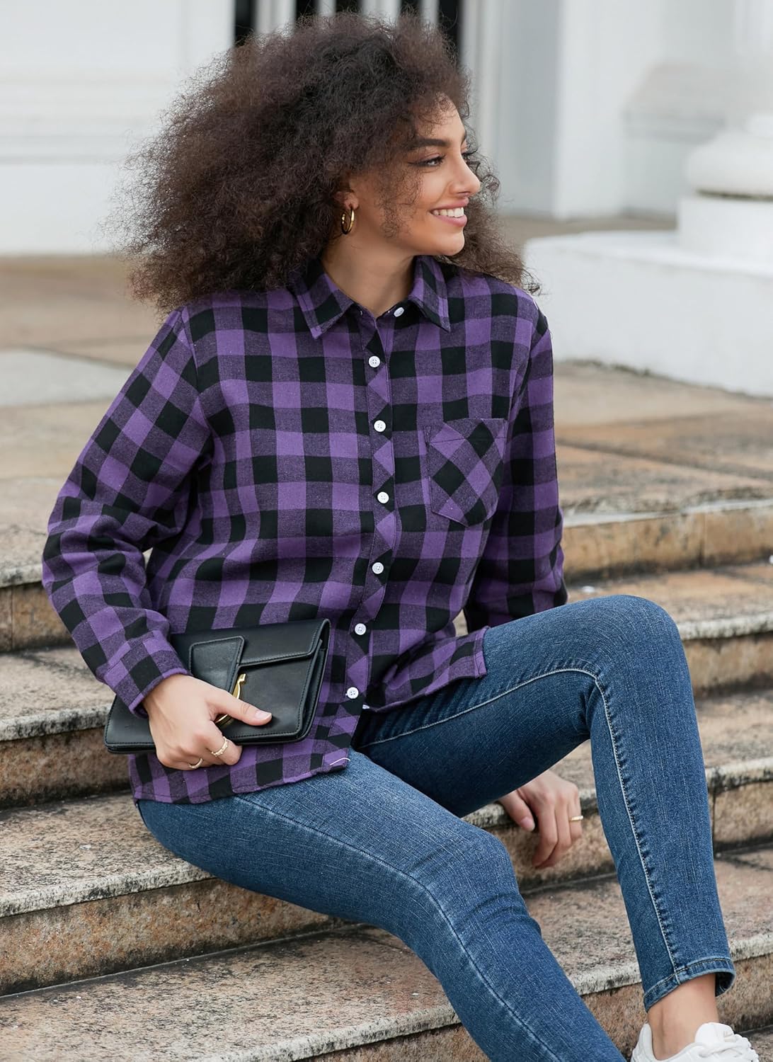 SANGTREE Womens and Girls Long Sleeve Flannel Shirt Casual Button Down Plaid Shirts, 3 Months - Adult 2XL - Image 5