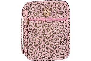 Mary Square Pink Gold Tone Leopard Bible Cover