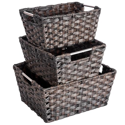 UMI Essentials Brown Rattan Storage Baskets