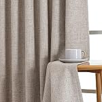 CUCRAF 100% Blackout Linen Curtains 63 inches 2 Panels Set, Back Tab and Rod Pocket Long Drapes for Bedroom Living Room Darkening Curtain with Thermal Insulated Liner (52x63 inch, Linen)