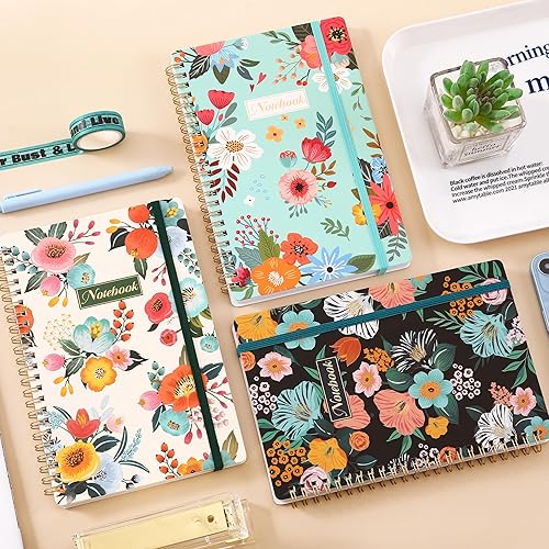 Miniatura 7 de Cuaderno – Paquete de 3 cuadernos rayados A5, cuaderno en espiral de 8.3 x 6 pulgadas, cuaderno diario con papel grueso, cuadernos clásicos