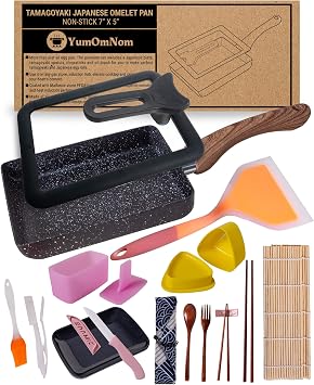 Tamagoyaki Pan with Lid, Japanese Cookware, Egg Pan, Rectangle Frying Pan, Kitchen Accessories, Square Pan, Omelette Maker Nonstick With Glass Lid