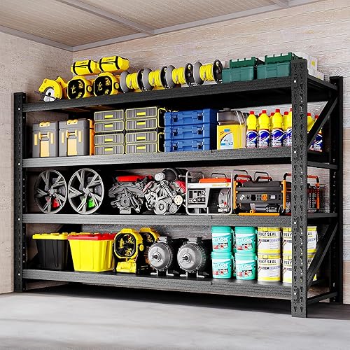 Estantes de almacenamiento de 71 pulgadas de ancho, 5000 libras, estantes de metal para garaje, estantes de almacenamiento ajustables para
