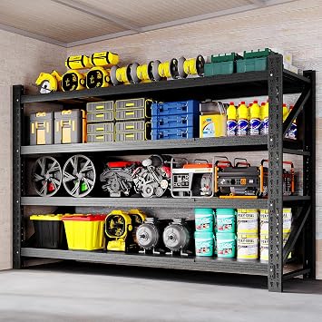 BYNSOE 71" W Garage Shelving Storage Shelves 5000LBS Metal Heavy Duty Garage Shelves Units Adjustable Storage Shelves for Industrial, Factory,71" W X 24" D X 69" H