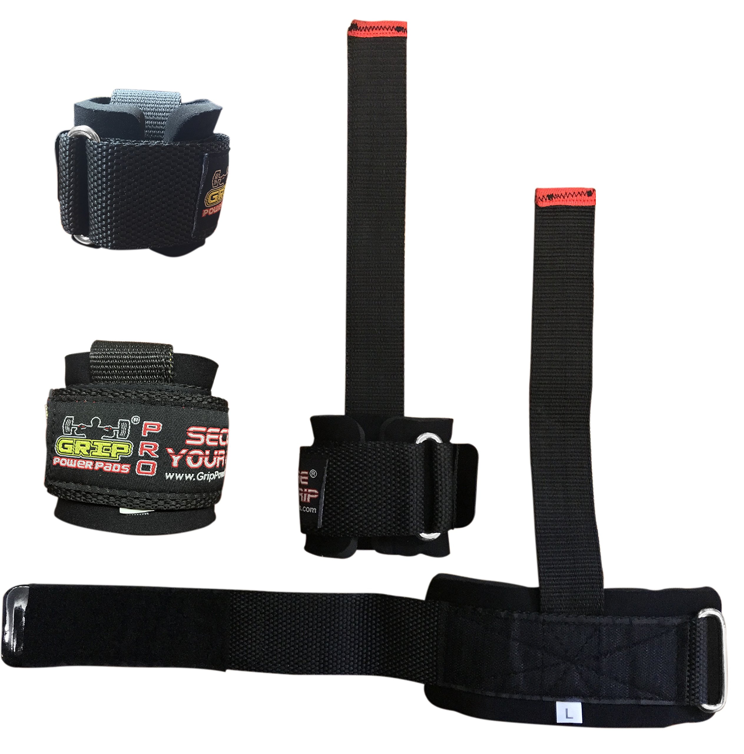 Las mejores correas de levantamiento de peso, acolchadas de neopreno, 1 par de muñequeras y correas de sujeción de goma con revestimiento de algodón de goma en un lado, Rubber Side Face The Bar