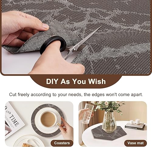 Miniatura 4 de Juego de 6 manteles individuales de vinilo, con patrón de mármol, tejido de PVC, antideslizantes, resistentes al calor, a prueba de manchas,