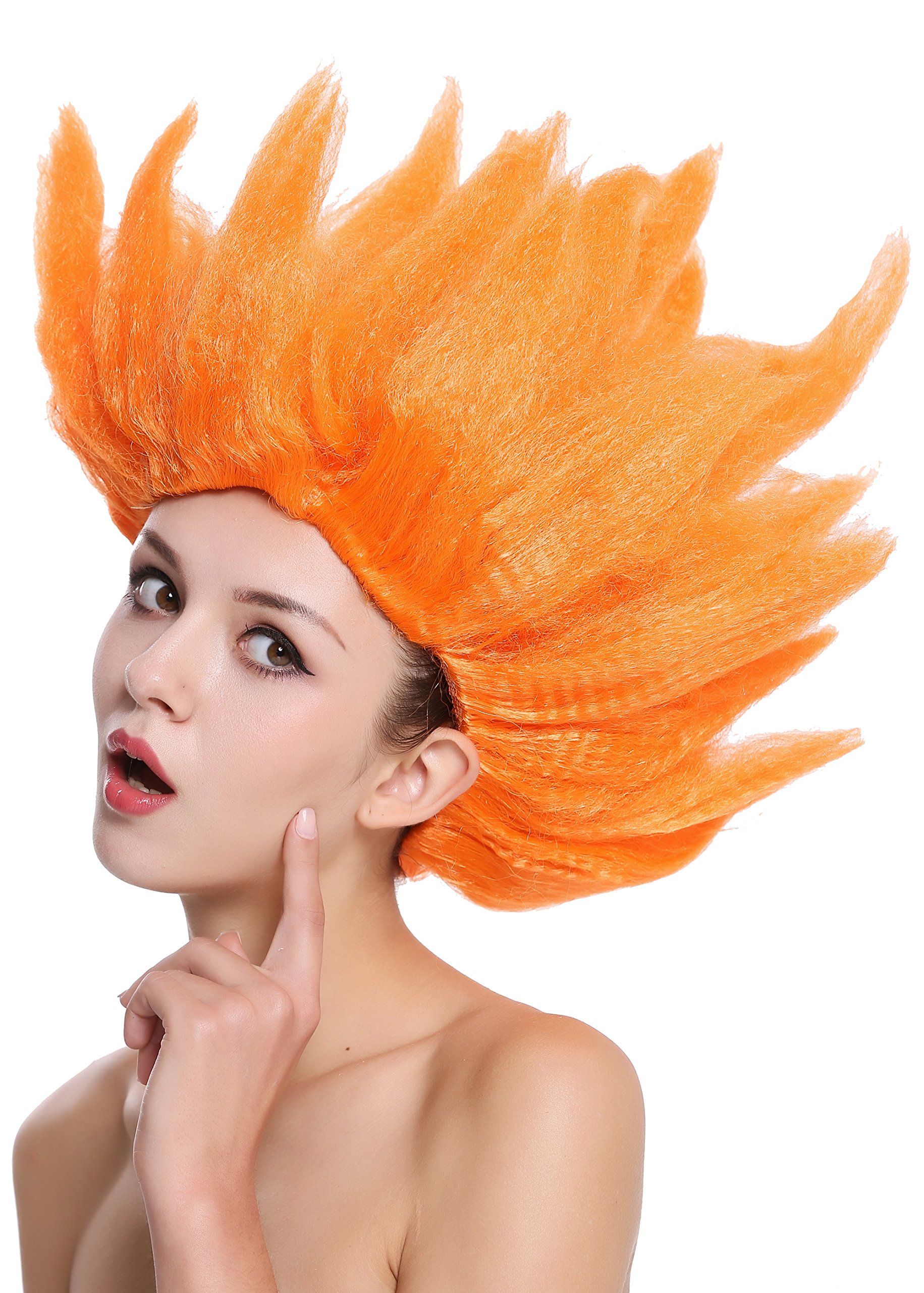WIG ME UP - 91062-PC24 Perruque Dame Homme Carnaval Halloween Cosplay Fleur Tulipe démon Diable Orange crêpée