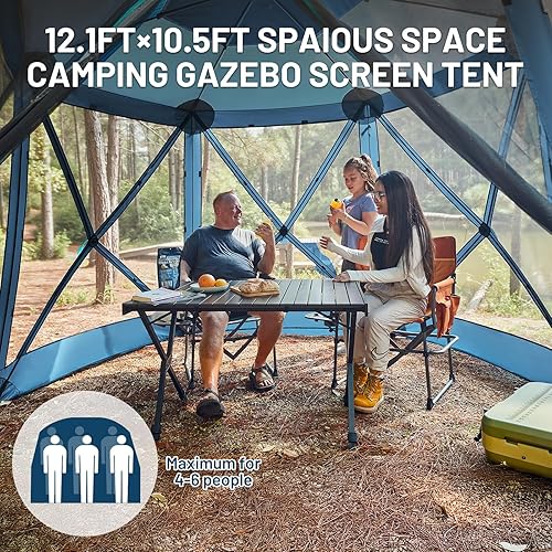 Miniatura 7 de Timber Ridge Gazebo desplegable, casa portátil de pantalla instantánea con red, fácil de instalar en 60 segundos, mide 12.1 x 10.5 x 7.2 pies, se