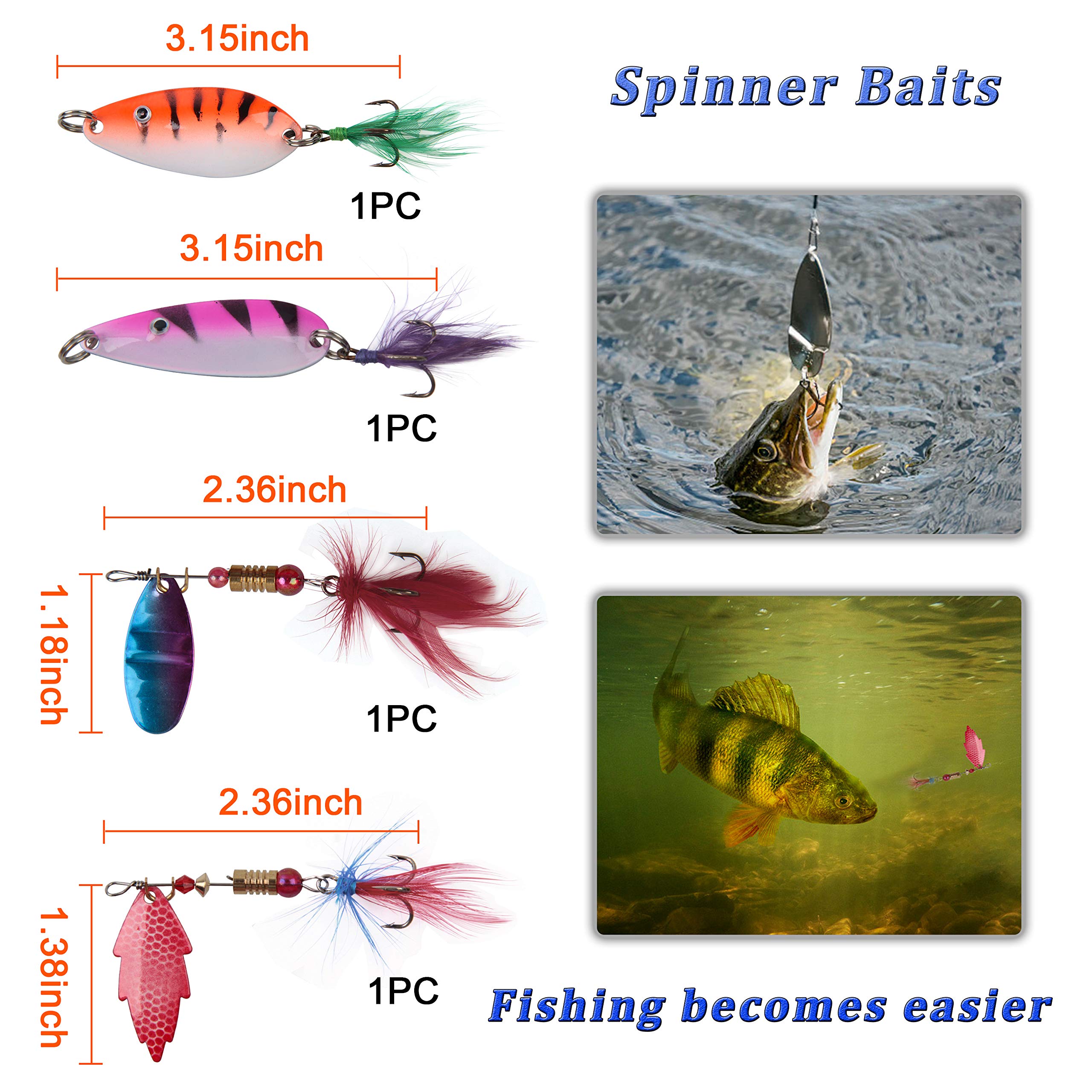 Lot De 5 Leurres De Pêche Métal Crankbait - Poids 10 à 40 G - Pour Truite, Perche, Eau Douce Et Mer