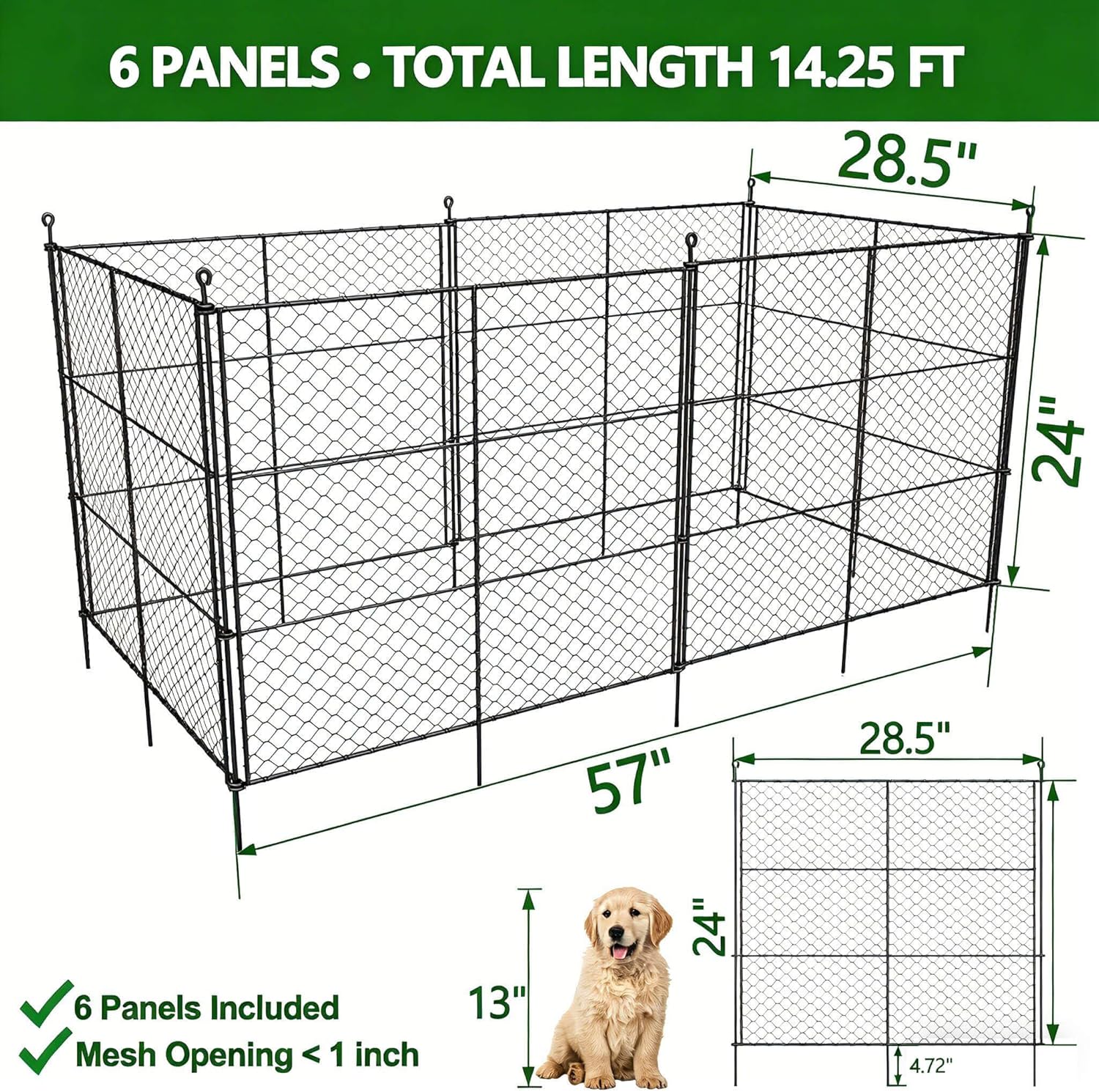 6 panels chicken wire plant protectors, 14.26ft(l) x 24in(h) plant protectors from animals, raised garden bed fencing, garden protection bunny barricades from chicken squirrels for vegetables 24 in(h) x 14.26 ft(l)