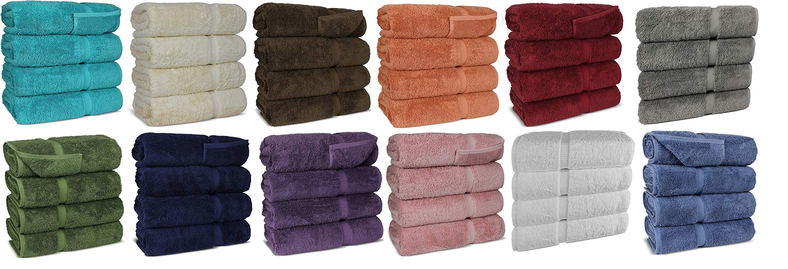 FTB Classic Bath Towels Set 4 Piece 27X54 Inches Bath Towels (Cranberry, 4 Bath Towels)