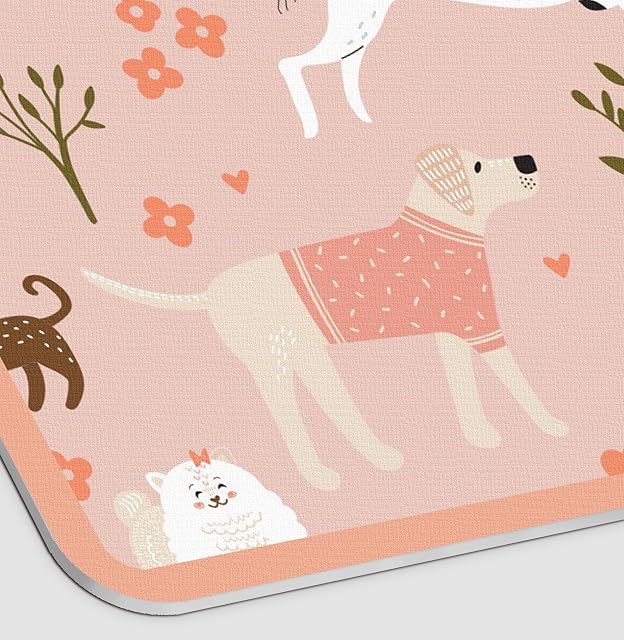 Foto 3 de 3 de VINILIKO Design - Alfombrilla Impermeable Vinílica para comedero de Mascota, Happy Dogs Day (in Pink) 48x75 cm